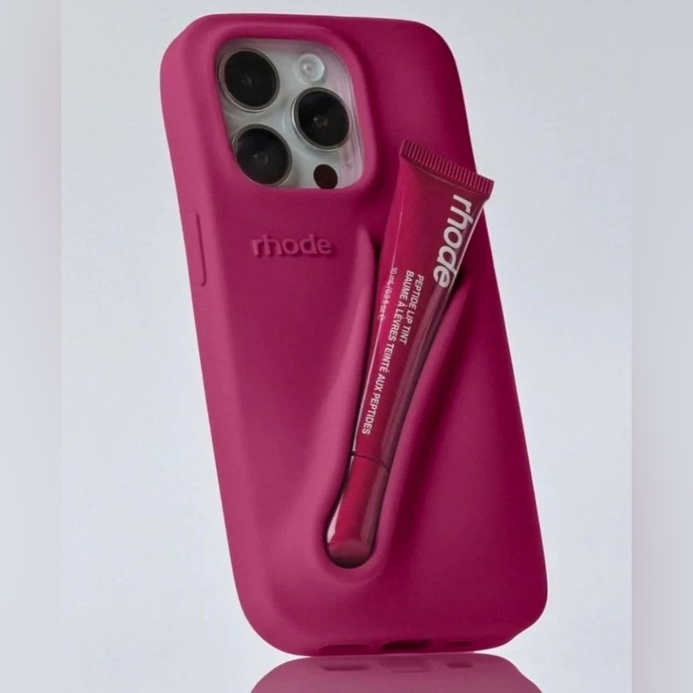 RHODE Raspberry Jelly Peptide Lip Holder iPhone 13 Pro Silicone Cellphone Case
